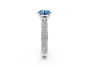 Round Domed Pavé Engagement Ring Setting for a Fancy Blue Lab-Grown Diamond | Sterling Silver