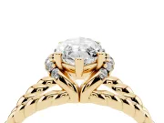 Marquise Cut Diamond Halo Ring Set in Yellow gold with Twisted Band and Prong Setting