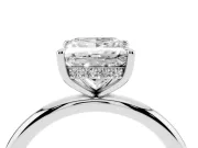 Princess Cut Diamond Solitaire Ring Set in Silver with Thin Band and Prong Setting