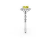 Cushion Cut Scalloped Halo Engagement Ring Setting for a Fancy Yellow Lab-Grown Diamond | Single Row Pave | White Gold