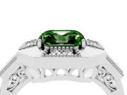 Fancy Green Asscher Cut Diamond Milgrain Halo Ring Set in White gold with Split Shank