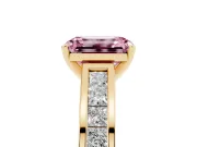 Emerald Cut Channel Engagement Ring Setting for a Fancy Pink Lab-Grown Diamond | Yellow Gold