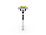 Cushion Cut Milgrain Cluster Halo Engagement Ring Setting for a Fancy Yellow Lab-Grown Diamond | Plain Band | White Gold