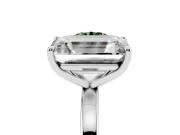 Fancy Green Round Cut and Emerald Cut Toi Moi Ring Set in Silver with Prong Setting