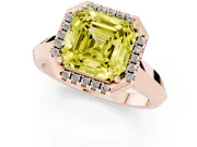 Asscher Cut Knife-Edge Halo Engagement Ring Setting for a Fancy Yellow Lab-Grown Diamond | Rose Gold