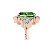 Fancy Green Radiant Cut Diamond Cluster Ring Set in Rose gold with Beaded Band