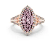 Marquise Split Shank Halo Engagement Ring Setting for a Fancy Pink Lab-Grown Diamond | Rose Gold