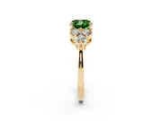 Cushion Cut Cluster Side Stone Engagement Ring Setting for a Fancy Green Lab-Grown Diamond | Plain Band | Yellow Gold