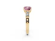 Princess Cut Five Stone Engagement Ring Setting for a Fancy Pink Lab-Grown Diamond | Yellow Gold