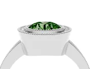 Fancy Green Round Cut Diamond Halo Engagement Ring Set in White gold with Pavé Band and Round Halo Stones