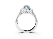 Fancy Blue Marquise Cut Diamond Halo Ring Set in Platinum with Pavé-Lined Split Shank Band