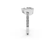 Fancy Black Heart Cut Diamond Round Halo Ring Set in Silver with Pavé Band