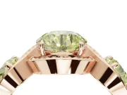 Round Three Stone Halo Engagement Ring Setting for a Fancy Yellow Lab-Grown Diamond | Pavé Wave Band | Rose Gold