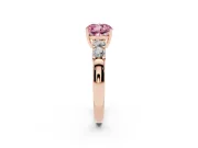 Fancy Pink Cushion Cut Diamond Five-Stone Prong Set Engagement Ring Set in Rose gold with Channel Band