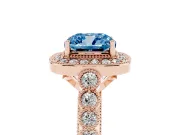 Cushion Cut Graduated Milgrain Halo Engagement Ring Setting for a Fancy Blue Lab-Grown Diamond | Rose Gold