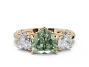 Heart-Shaped 3 Stone Engagement Ring Setting for a Fancy Green Lab-Grown Diamond | Yellow Gold - Design NV-24895