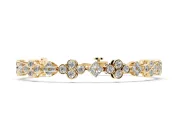 Round Lab-Grown Diamond Cluster Tennis Bracelet | Bezel Clover Stations | Yellow Gold