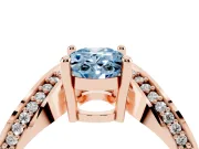 Oval Bypass Engagement Ring Setting for a Fancy Blue Lab-Grown Diamond | Pavé Ribbon | Rose Gold