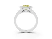 Fancy Yellow Heart Cut Diamond Halo Ring Set in Silver with Pavé Band and Milgrain-Edged Prongs