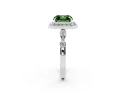 Asscher Cut Halo Engagement Ring Setting for a Fancy Green Lab-Grown Diamond | Bezel Station Shoulders | Platinum