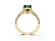 Asscher Cut Hidden Halo Engagement Ring Setting for a Fancy Green Lab-Grown Diamond | Milgrain Pave | Yellow Gold