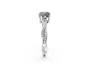 Cushion Cut Twisted Pavé Solitaire Engagement Ring Setting for a Fancy Green Lab-Grown Diamond | Open Basket | Platinum