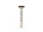 Emerald Cut Side Stone Engagement Ring Setting for a Black Center | Rose Gold