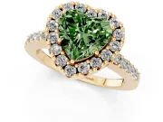 Heart-Shaped Halo Engagement Ring Setting for a Fancy Green Lab-Grown Diamond | Single Row Pavé Band | Yellow Gold