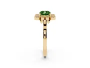 Cushion Cut Milgrain Cluster Halo Engagement Ring Setting for a Fancy Green Lab-Grown Diamond | Plain Band | Yellow Gold