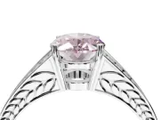Oval Split Shank Pavé Engagement Ring Setting for a Fancy Pink Lab-Grown Diamond | Platinum