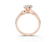 Heart-Shaped Leaf Pavé Engagement Ring Setting | Leaf Motif Shoulders | Rose Gold