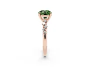 Fancy Green Round Cut Diamond Solitaire Vine Band Ring Set in Rose gold with Round Accents and Prong Setting