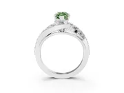 Fancy Green Marquise Cut Diamond Halo Ring Set in Platinum with Marquise and Pavé Band in Prong Setting