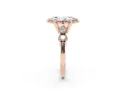 Marquise Floral Engagement Ring Setting | Petal Frame and Side Stones | Rose Gold