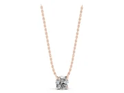 Round Lab-Grown Diamond Solitaire Pendant Necklace | Basket Setting | Rose Gold