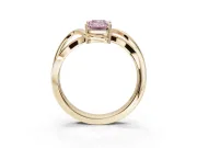 Emerald Cut Bypass Solitaire Engagement Ring Setting for a Fancy Pink Lab-Grown Diamond | Pavé Strands | Yellow Gold