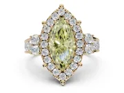 Marquise Halo Engagement Ring Setting for a Fancy Yellow Lab-Grown Diamond | Graduated Channel Band | Yellow Gold