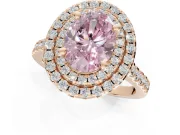 Oval Double Halo Engagement Ring Setting for a Fancy Pink Lab-Grown Diamond | Pave Shoulders | Rose Gold