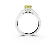 Fancy Yellow Oval Cut Diamond Solitaire Ring Set in Platinum with Channel-Set Band and Prong Setting