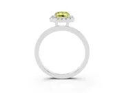 Fancy Yellow Emerald Cut Diamond Halo Solitaire Ring Set in Platinum with Pavé Band and Prong Setting