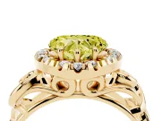 Heart-Shaped Filigree Halo Engagement Ring Setting for a Fancy Yellow Lab-Grown Diamond | Scroll Shoulders | Yellow Gold