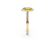 Oval Halo Engagement Ring Setting for a Fancy Yellow Lab-Grown Diamond | Single Row Pavé Band | Yellow Gold