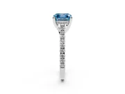 Asscher Cut Hidden Halo Pave Engagement Ring Setting for a Fancy Blue Lab-Grown Diamond | Claw Prongs | Sterling Silver