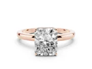 Radiant Cut Hidden Halo Solitaire Engagement Ring Setting | Thin Wire Band | Rose Gold