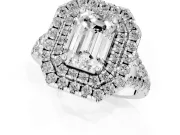 Emerald Cut Halo Split Shank Engagement Ring Setting | Platinum
