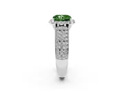 Radiant Cut Pavé Engagement Ring Setting for a Fancy Green Lab-Grown Diamond | Wide Three-Row Band | Platinum