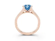 Cushion Cut Half Bezel Engagement Ring Setting for a Fancy Blue Lab-Grown Diamond | Rose Gold