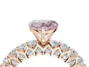 Heart-Shaped Shared Prong Engagement Ring Setting for a Fancy Pink Lab-Grown Diamond | Rose Gold