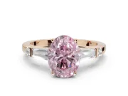 Oval Tapered Baguette Engagement Ring Setting for a Fancy Pink Lab-Grown Diamond | Rose Gold