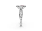 Oval Halo Engagement Ring Setting for a Fancy Pink Lab-Grown Diamond | Graduated Channel Band | Sterling Silver
